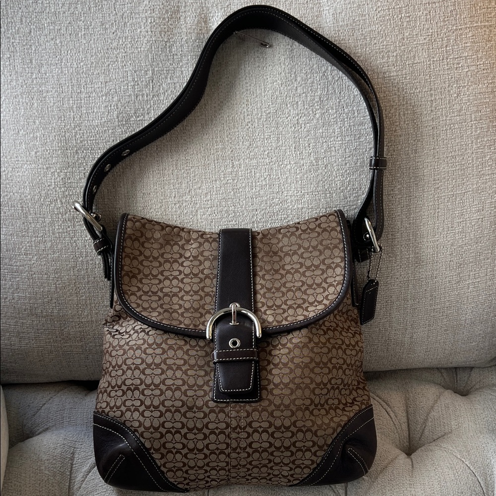 Coach Brown and Tan Vintage Shoulder Bag